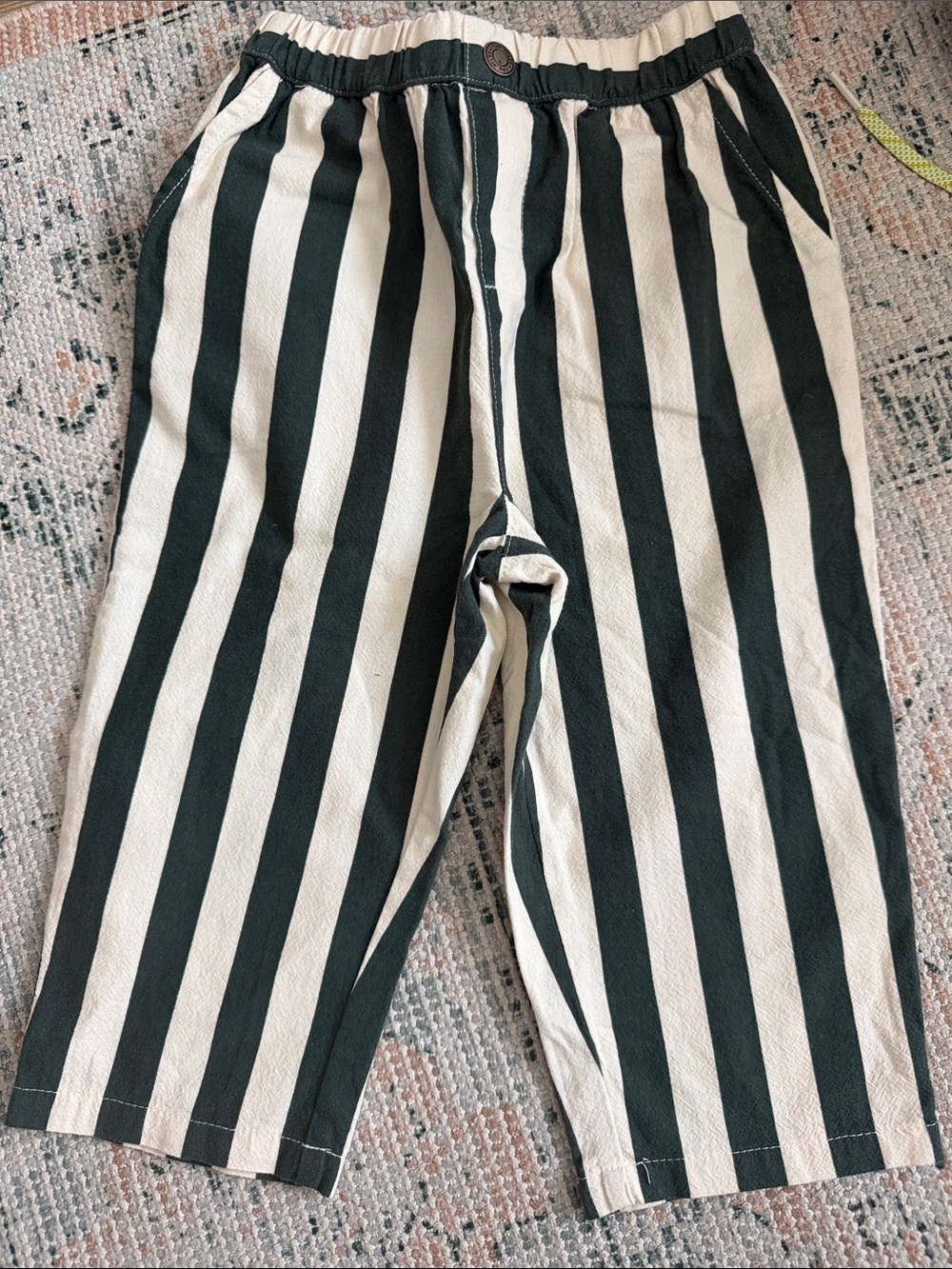 Rylee + Cru Black and Cream Vertical Stripe Pull-On Pants